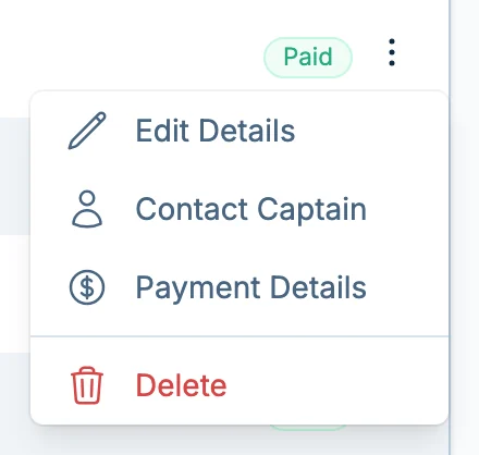 Team actions menu in pickled.love, a pickleball admin app for team management